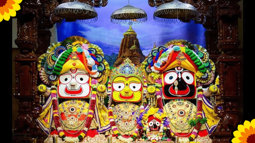 Devotees pulling chariots during Jagannath Rath Yatra 2025 in Puri