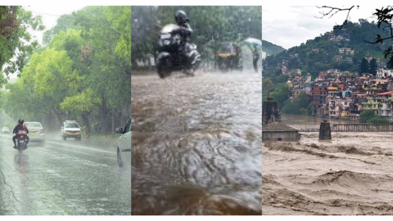 Flooded streets during June 2025 monsoon in Gujarat and Mumbai, heavy rainfall alert in Himachal Pradesh